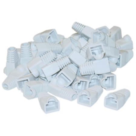 Cable Wholesale Cable Wholesale RJ45 Strain Relief Boots; White; 50 Pieces Per Bag SR-8P8C-WH